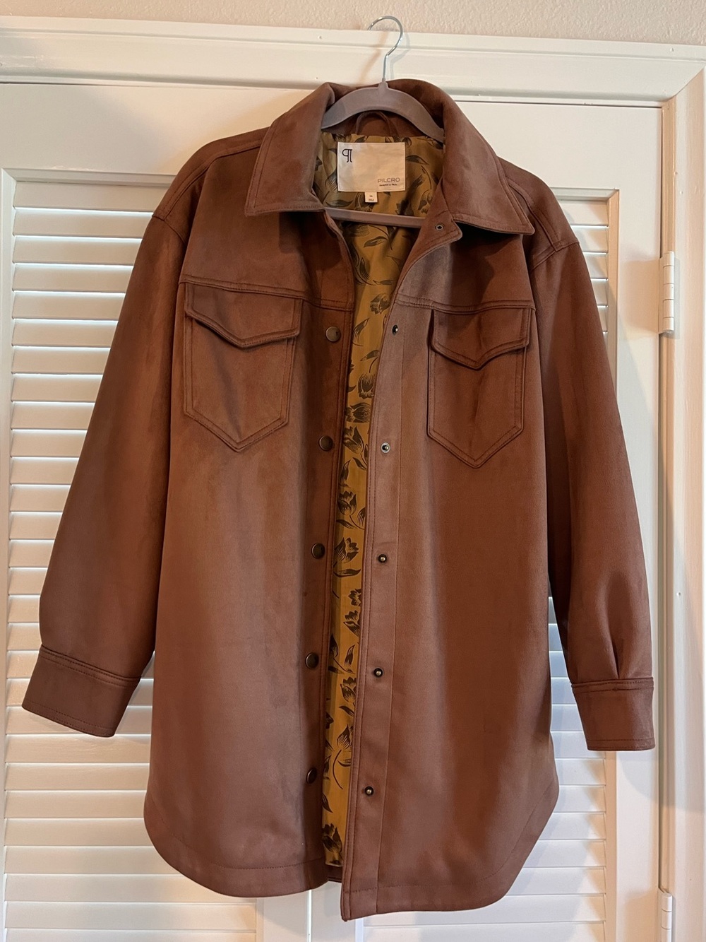 Pilcro Brown Suede Shirt Jacket